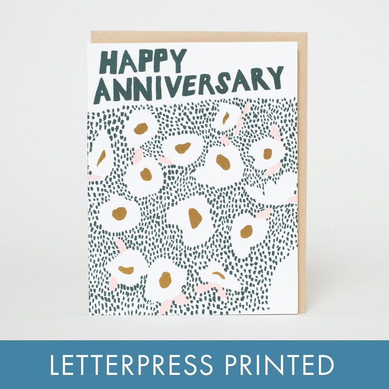 Happy Anniversary Meadow Letterpress Greeting Card by Egg Press paper tab