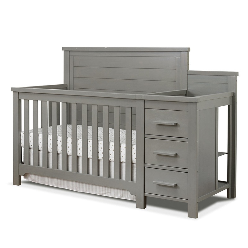 Sorelle Farmhouse Crib And Changer in Weathered Gray