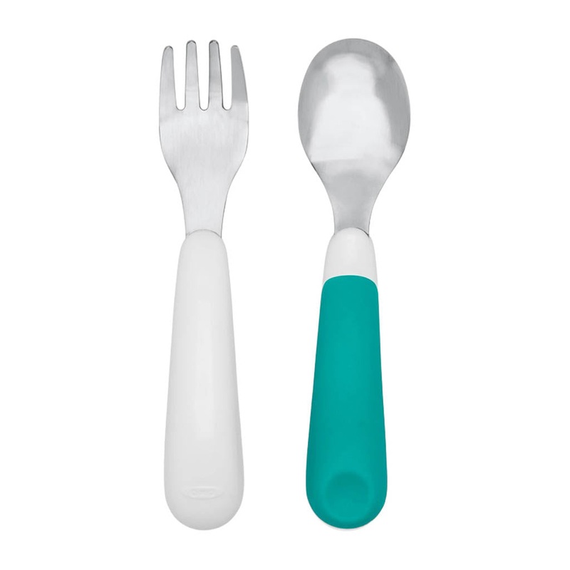 OXO TOT On-The-Go Fork And Spoon Set with Carrying Case Teal