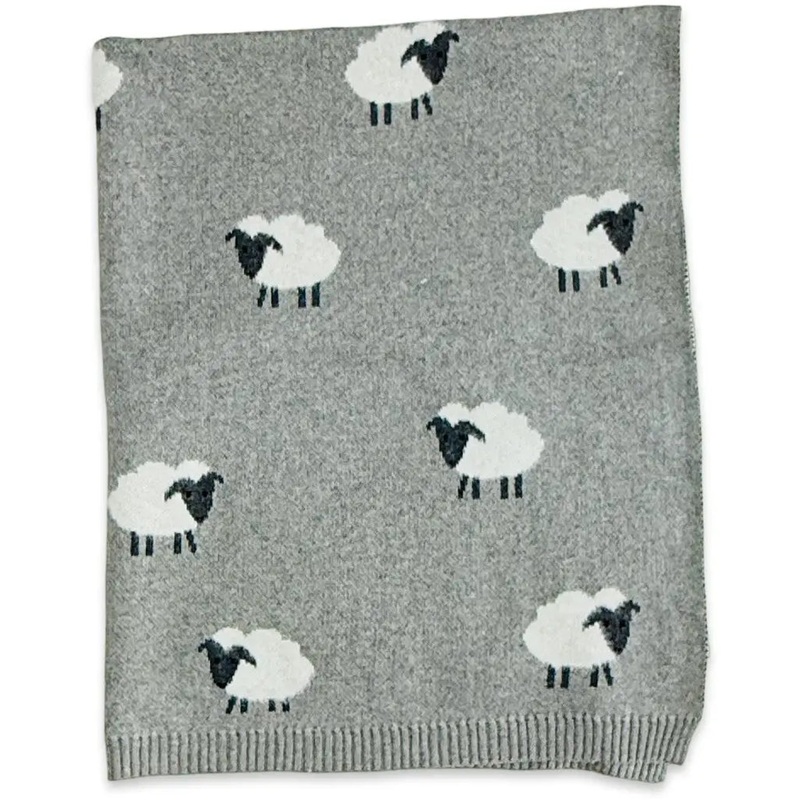 3D Jacquard Knit Baby Blanket Wooly Sheep