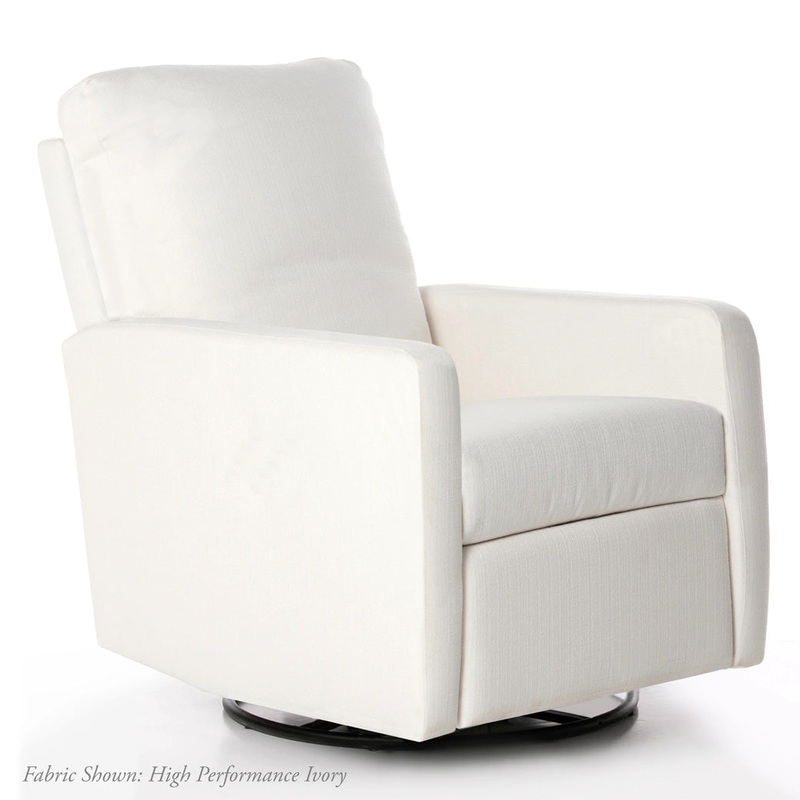 Quick Ship Drew Recliner Swivel Glider High Performance Ivory Manual Wood
