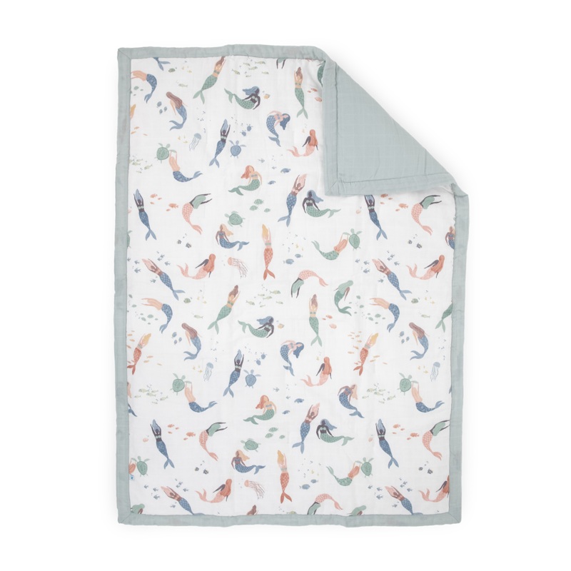 Cotton Muslin Toddler Comforter – Mermaid Party Mermaid Party