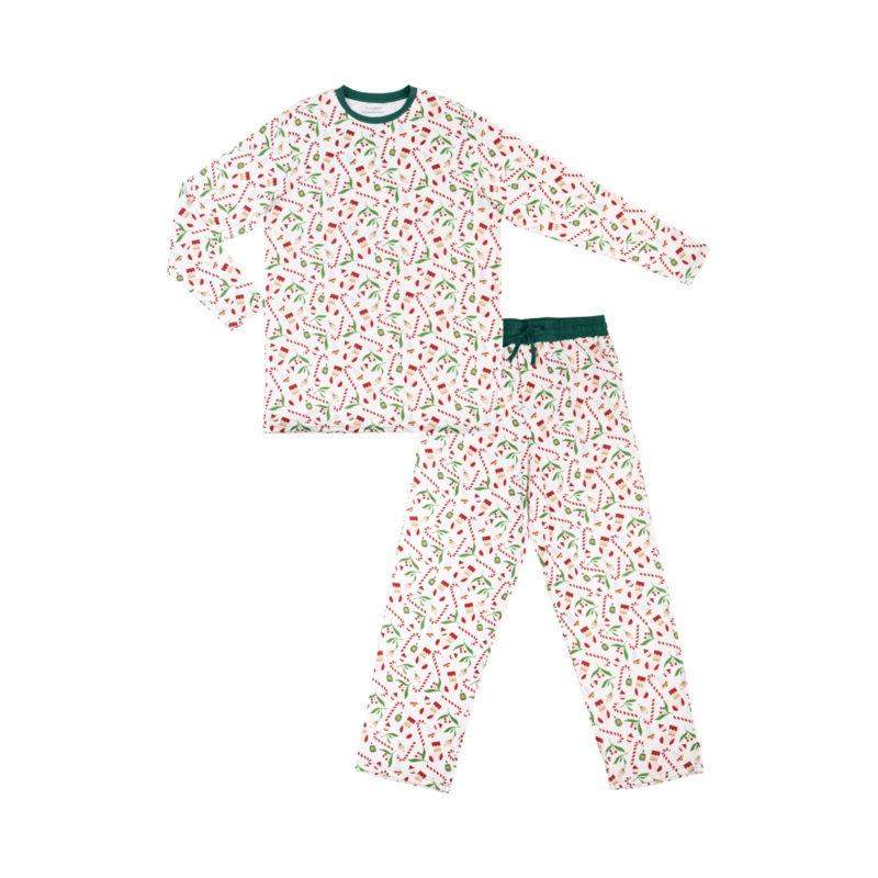Men’s Adult Bamboo Pajamas – Holiday Present Fair Isle Forest Small