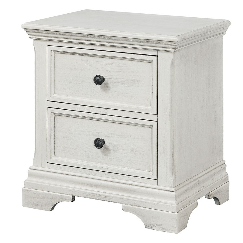 Olivia 2-Drawer Nightstand Brushed White