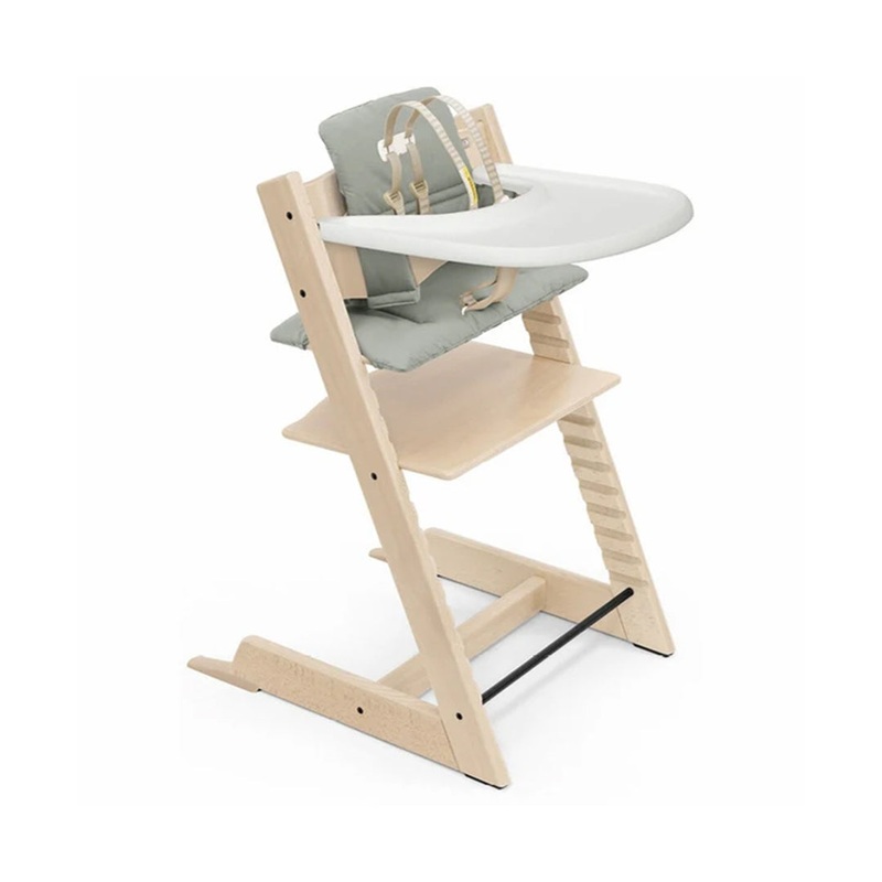 Stokke Tripp Trapp 2 Highchair with Cushion and Tray Natural/Glacier Green Cushion/White Tray