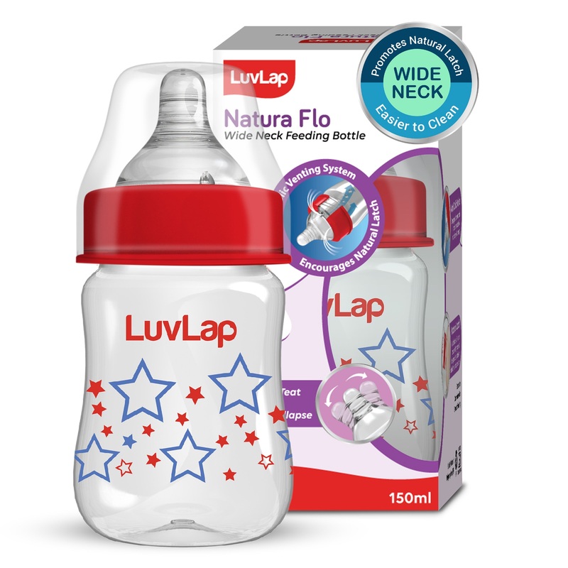 Anti-Colic Wide Neck Natura Flo Baby Feeding Bottle, 150ml