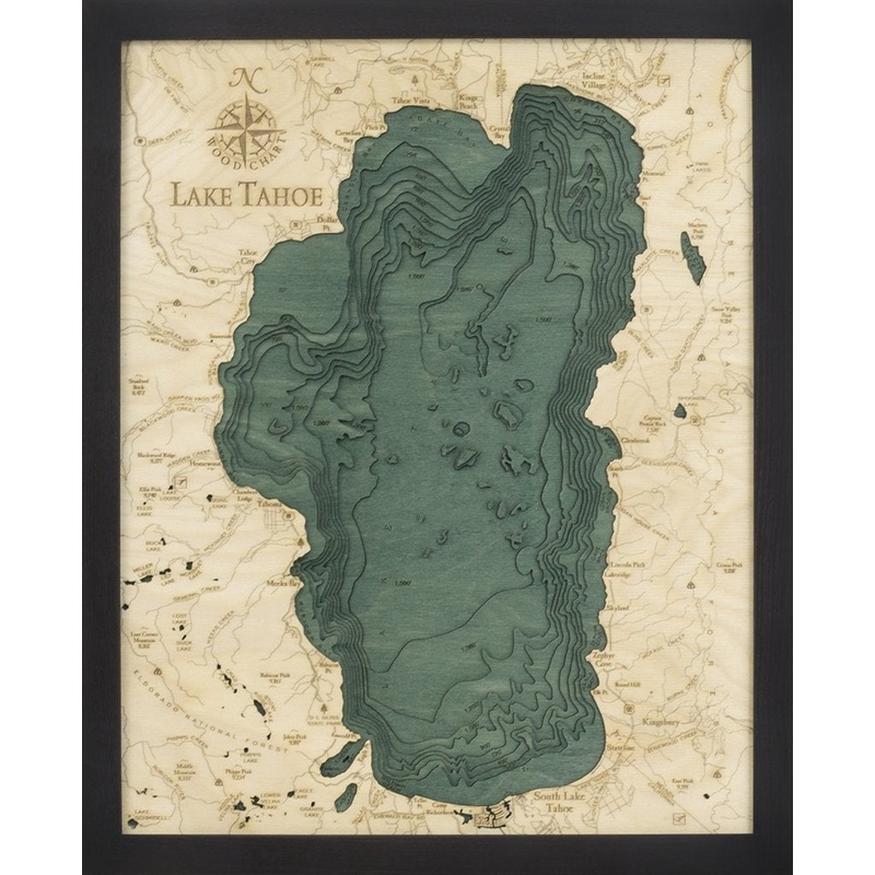 Lake Tahoe Woodchart 16 x 20
