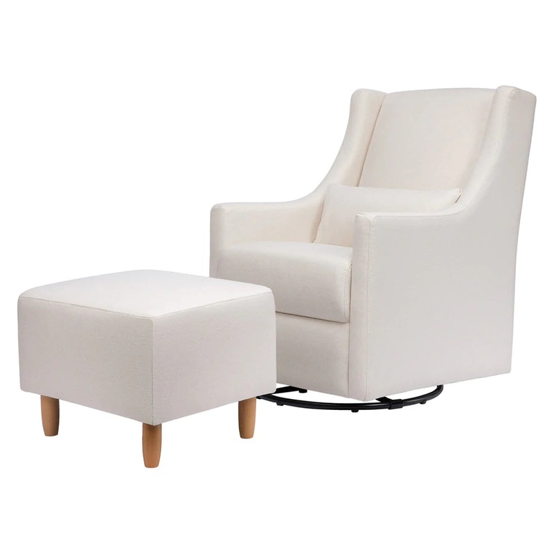 Babyletto Toco Glider and Ottoman Eco-Performance Fabric Performance Cream Eco-Weave