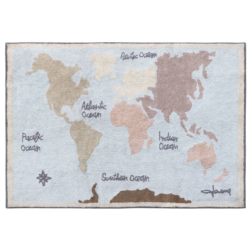 Vintage Map Washable Rug Standard
