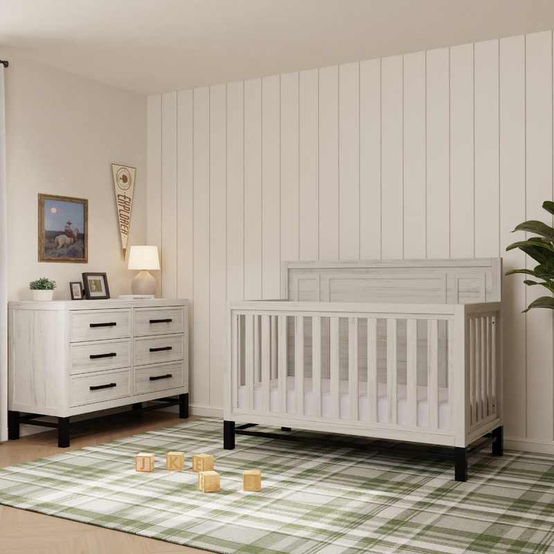 Monogram by Namesake Newbern Collection – Crib and Dresser White Driftwood