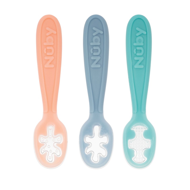 Baby’s First Spoons | Aqua, Peach, & Light Blue