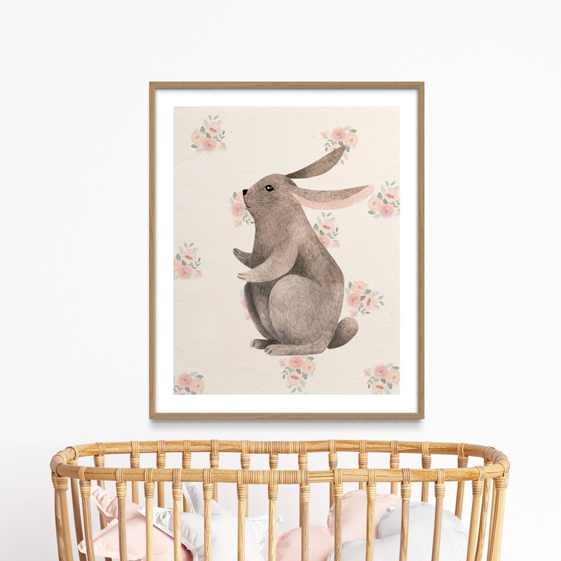 Coco and Blue Vintage Bunny Art Print