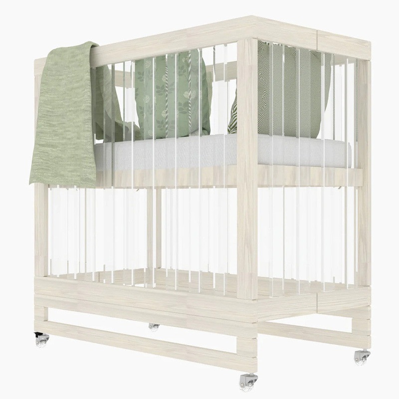 Melo Caress Mini Crib in Washed White/Acrylic – Standard Cradle Size