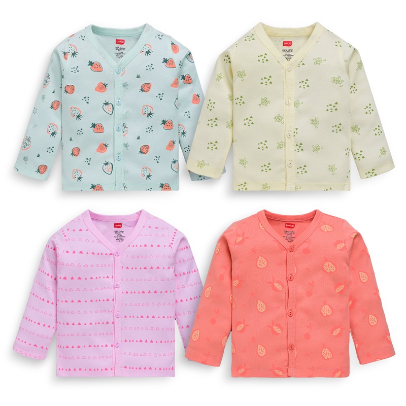 Baby Boys & Baby Girls Pack Of 4 Full Sleeve Jhabla, 100% Cotton S – 1 to 3 months