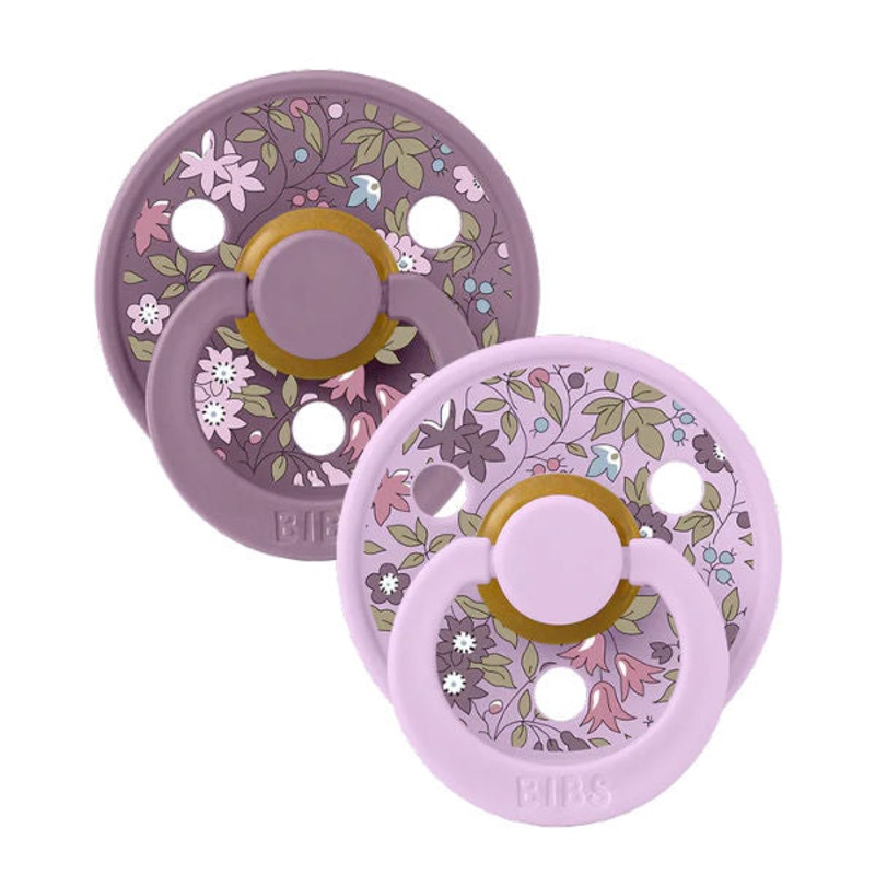 Bibs 2 Pack Liberty Stage 2 Pacifiers Camomile Lawn Violet Mix