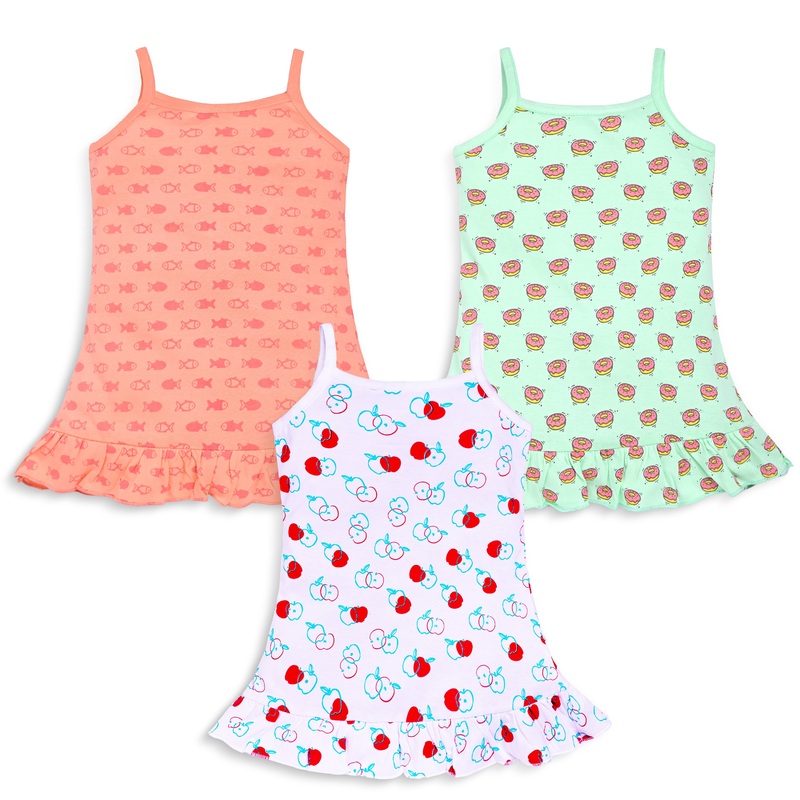 Baby Girls Pack Of 3 Sleeveless Frock 100% Cotton L – 6 to 12 Months
