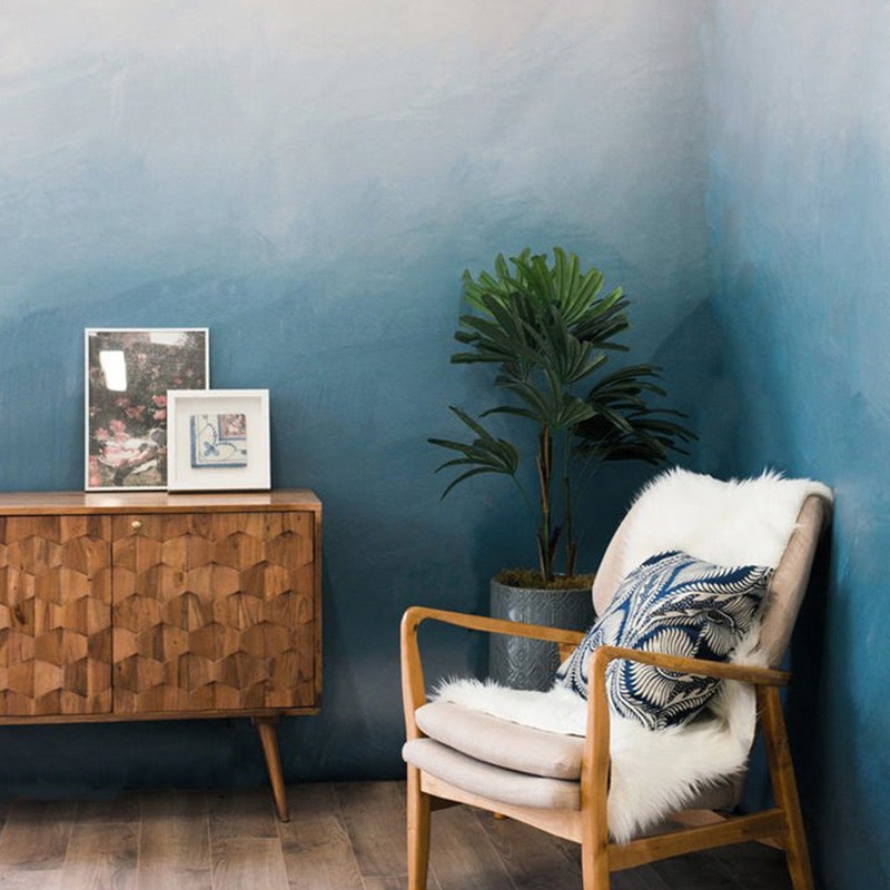 Dusk & Dawn Ombre Mural Blue Traditional Wallpaper