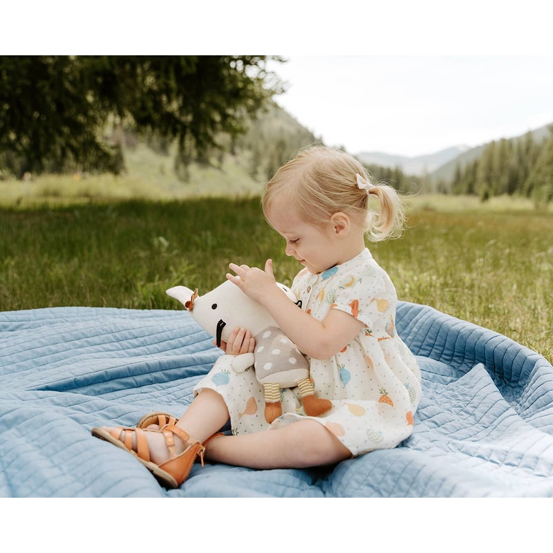 Veggie Puff Sleeve Muslin Baby Dress+Bloomer(Organic Muslin): 0-3M / Natural