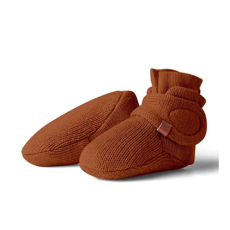 Cotton Knit Stay on Baby Boots | Clay 0-3 Months