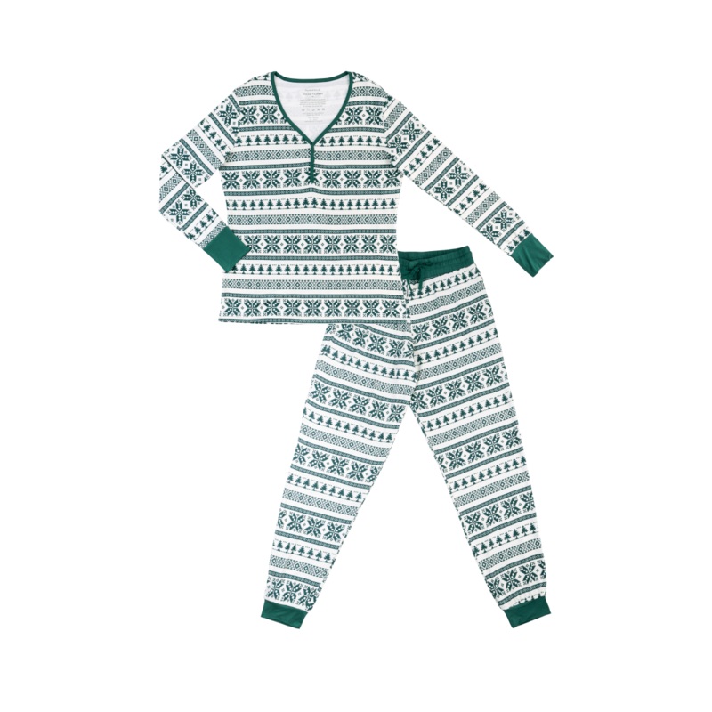 Women’s Adult Bamboo Pajamas – Fair Isle Forest Small