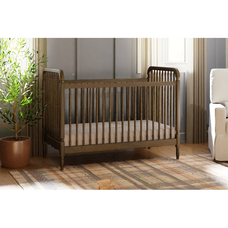 Namesake Liberty 3-in-1 Convertible Spindle Crib with Toddler Bed Conversion Walnut