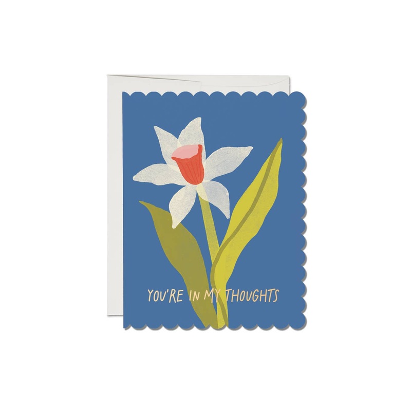 Scalloped Daffodil sympathy greeting card