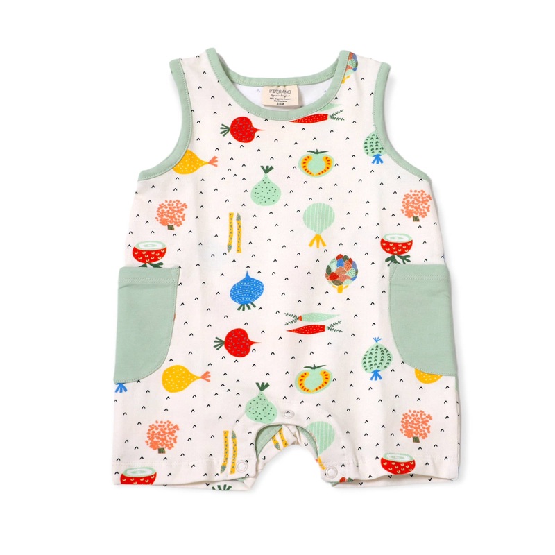 Veggie Side Pocket Shortie Baby Romper (Organic Cotton) 0-3M