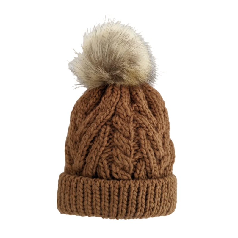 Huggalugs Pecan Pom Pom Beanie NB