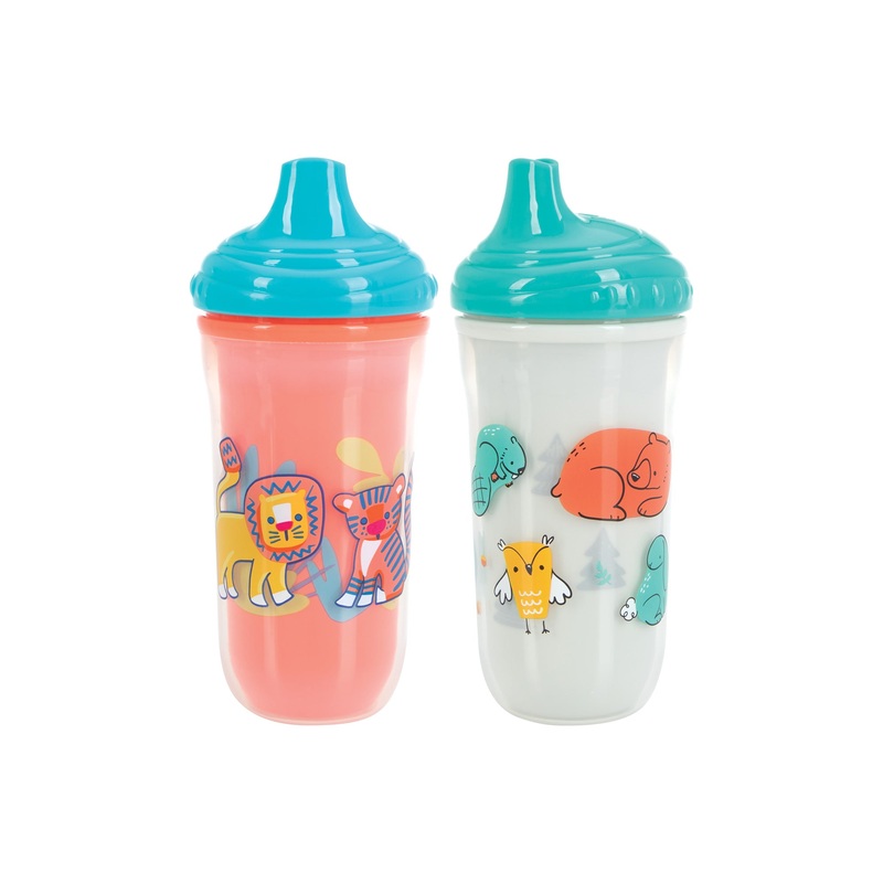 Insulated Hard Spout Sippy Cup (2 Pack) Orange & Grey