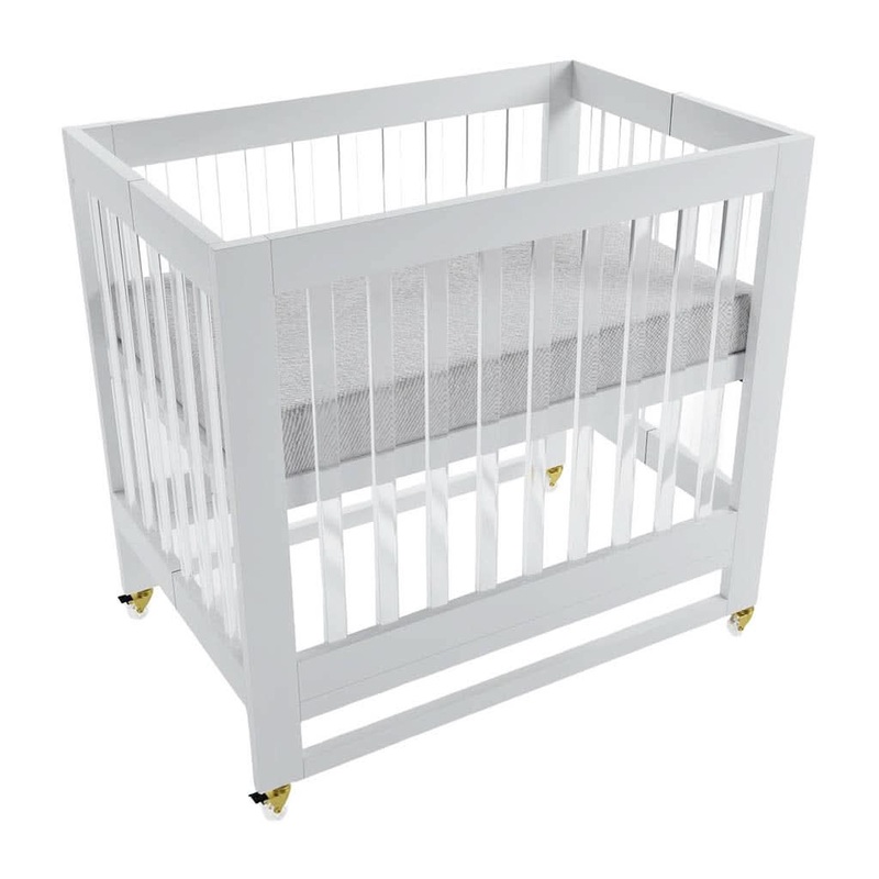 Melo Caress Foldable Crib Pure White / Acrylic / Gold