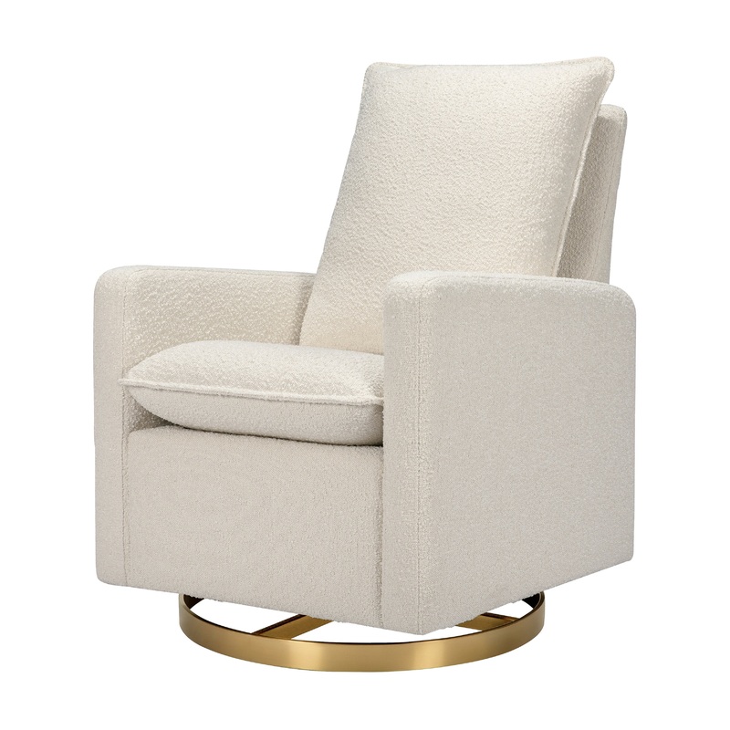 Babyletto Cali Pillowback Swivel Glider – Ivory Boucle w/Gold Base Ivory Boucle w/Gold Base