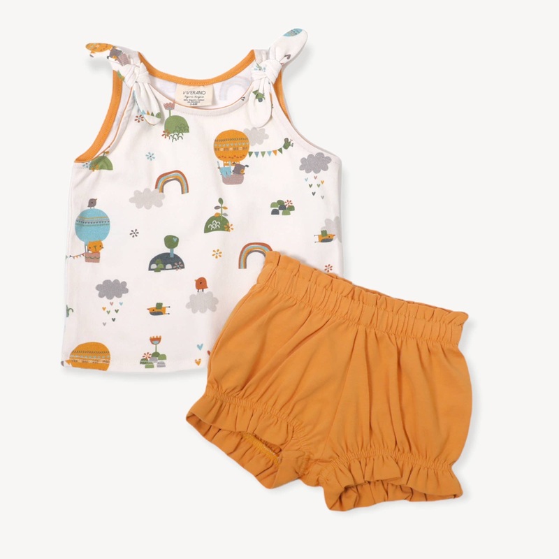 Balloon Sleeveless Tank Top + Shorts Set (Organic Cotton) 0-3 Months