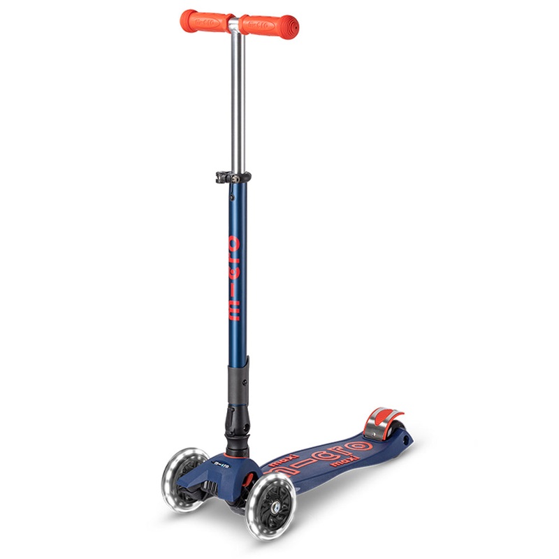 Micro Kickboard Maxi Foldable LED Scooter Navy/Red