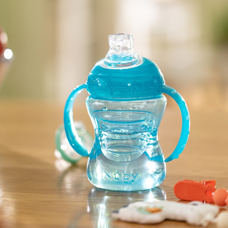 No-Spill Soft Spout Grip N’ Sip Trainer Cup Aqua