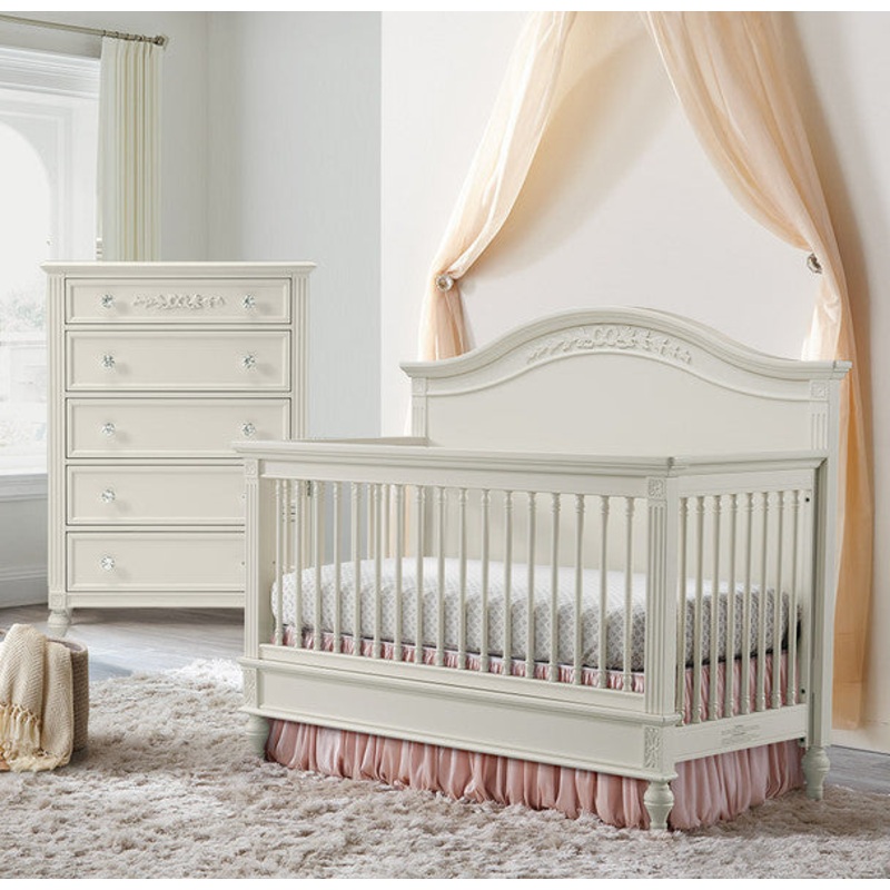 Stella Baby and Child Arya 2 Piece Nursery Set – Convertible Crib and 5 drawer Dresser in Parchment