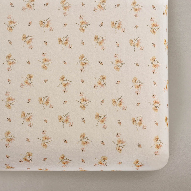 Oilo Fable Crib Sheet- Dainty Floral Organic Jersey