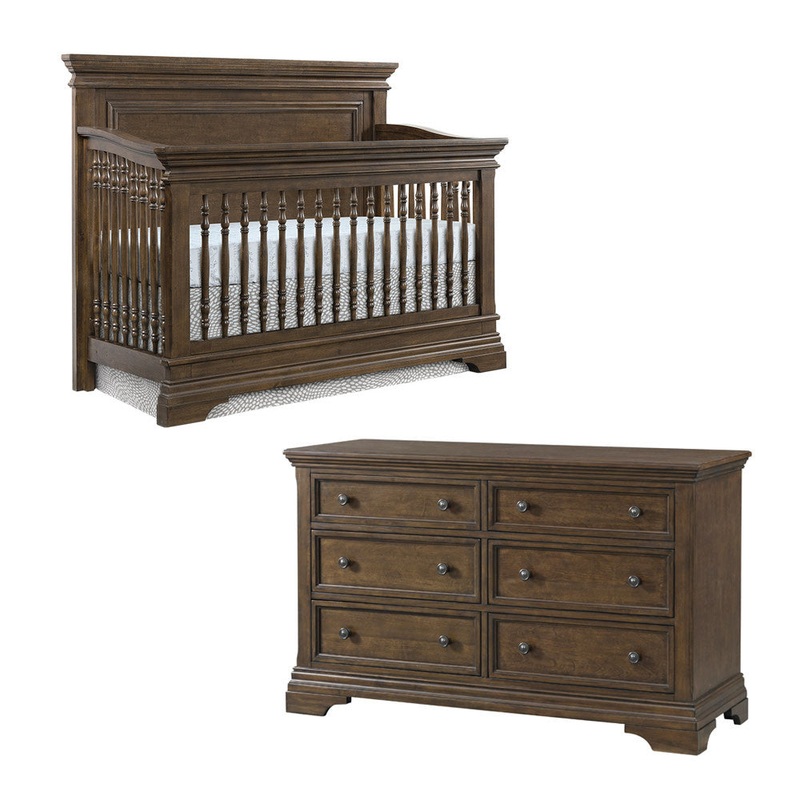 Westwood Olivia 2 Piece Nursery Set – Crib and 6 Drawer Dresser in Rosewood