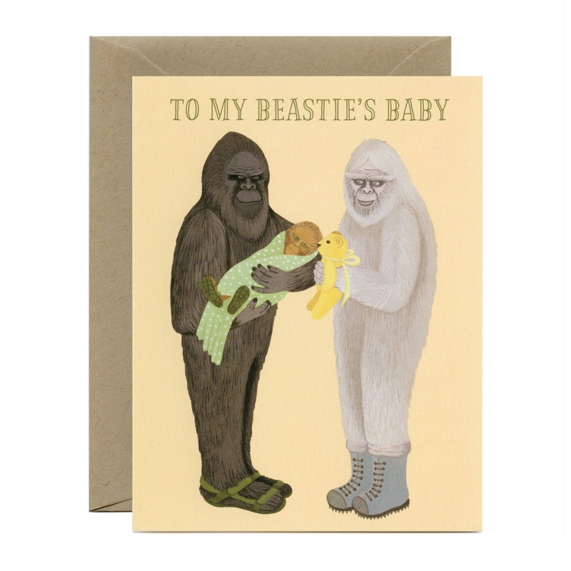 Beasties Baby Bigfoot Sasquatch & Yeti Best Friends Congratulations Card
