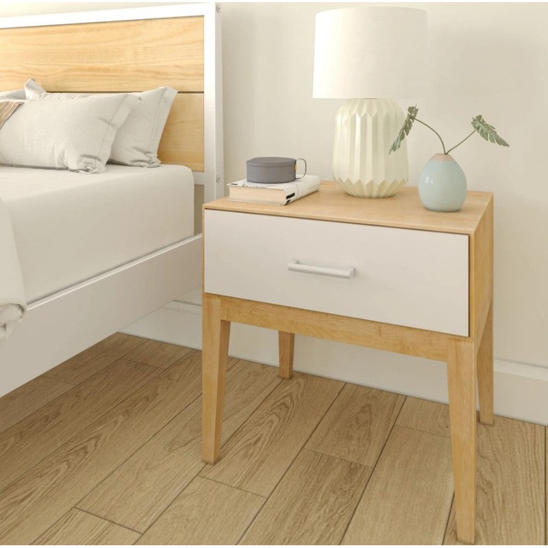Maxtrix  Scandiavian Nightstand White and Natural