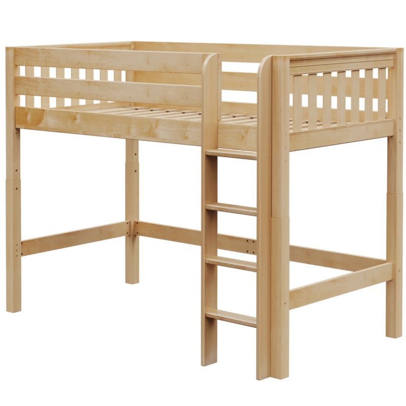 Maxtrix Twin Mid Loft Bed (800 Lbs. Rating) Chestnut Panel Straight Ladder Front