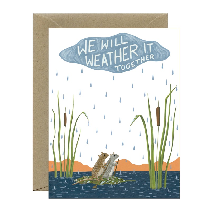 Weather It Together, Mice in a Rainstorm Sympathy Card