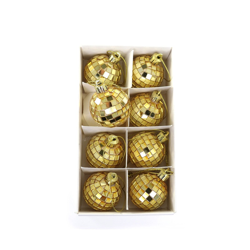 TINY DISCO BALL BOX-GOLD Christmas Ornament 8pk