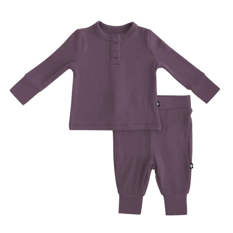 Ribbed Infant Henley Set Thyme 0-3M