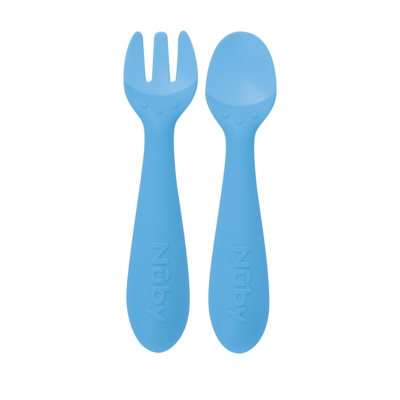 Silicone Easy Grip Fork and Spoon Set Blue