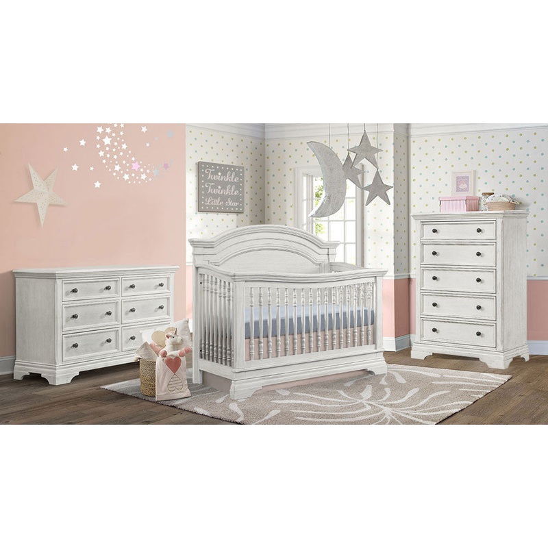 Westwood Olivia 3 Piece Nursery Set Arched Crib in Brushed White